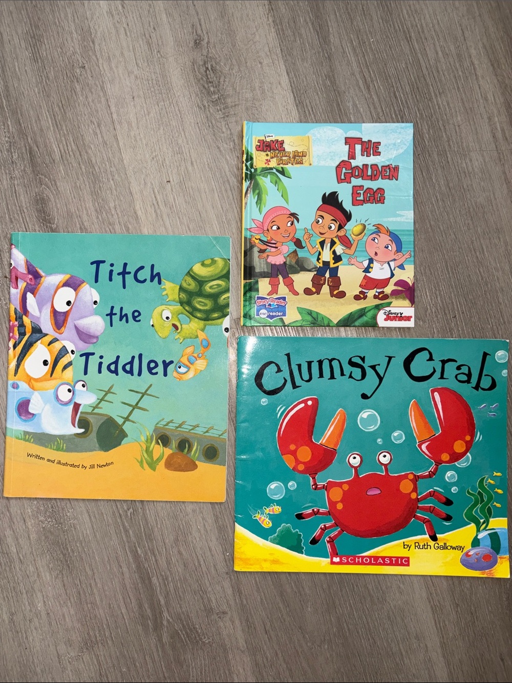 Set of 3 Summer Books for Kids-Clumsy Crab, Titch the Tiddler and The Golden Egg